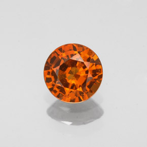 Granada hessonita laranja natural 0,79ct, corte redondo, VS
