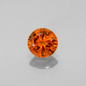 Granada hessonita laranja natural 0,79ct, corte redondo, VS-SI