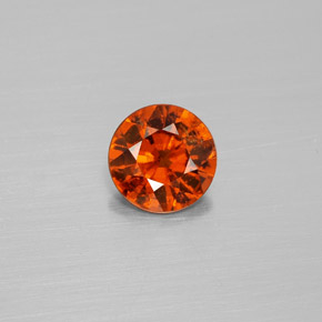 Granada hessonita laranja natural 1,02ct, corte redondo, SI