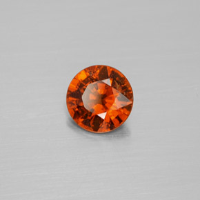 Granada hessonita laranja natural 1,02ct, corte redondo, SI