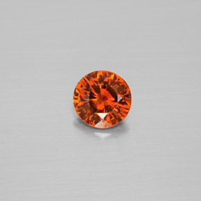 Granada hessonita laranja natural 0,71ct, corte redondo, VS-SI