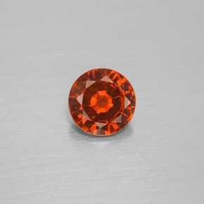 Granada hessonita laranja natural 1,21ct, corte redondo, VS