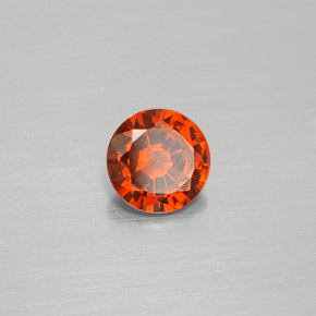 Granada hessonita laranja natural 1,21ct, corte redondo, VS