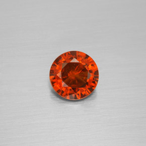 Granada hessonita laranja natural 1,36ct, corte redondo, VS