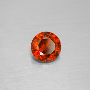 Granada hessonita laranja natural 1,36ct, corte redondo, VS