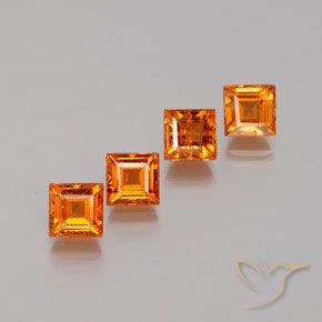 1.50ctw Natural Laranja Profundo granada hessonita, Quadrado, VS