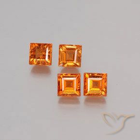 Pedras preciosas de granada hessonita Laranja Profundo natural de 1.50 ct, Quadrado, VS
