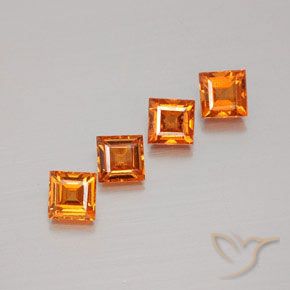 1.38ctw Natural Laranja médio-escuro granada hessonita, Quadrado, VS
