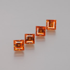Pedras preciosas de granada hessonita laranja natural de 1,46 ct, quadrado, VS