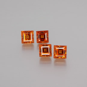 Pedras preciosas de granada hessonita laranja natural de 1,46 ct, quadrado, VS