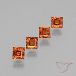 Pedras preciosas de granada hessonita Laranja Profundo natural de 1.45 ct, Quadrado, VS