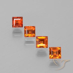 Pedras preciosas de Granada Hessonita Laranja médio-escuro natural de 1.39 ct, Quadrado, VS