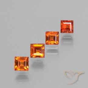 Pedras preciosas de Granada Hessonita Laranja médio-escuro natural de 1.39 ct, Quadrado, VS