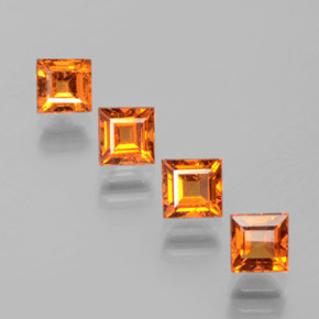 Pedras preciosas de granada hessonita laranja natural de 2,05 ct, quadrado, VS