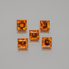 Pedras preciosas de granada hessonita laranja natural de 1,80 ct, quadrado, VS
