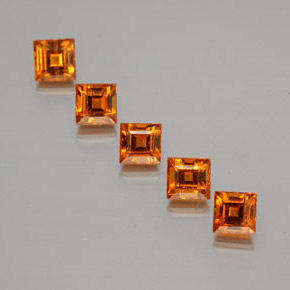 Pedras preciosas de granada hessonita laranja natural de 1,80 ct, quadrado, VS