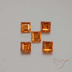 1.59ctw Natural Laranja médio-escuro granada hessonita, Quadrado, VS