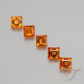 Pedras preciosas de granada hessonita Laranja Médio natural de 1.64 ct, Quadrado, VS