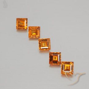 Pedras preciosas de granada hessonita Laranja amarelado natural de 1.33 ct, Quadrado, VS