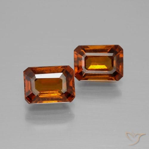 2.50ctw Natural Laranja médio-escuro granada hessonita, Corte Esmeralda, VS