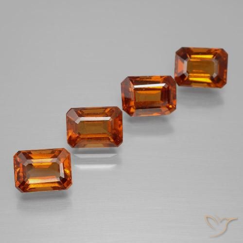 Pedras preciosas de granada hessonita Laranja Profundo natural de 4.79 ct, Corte Octógono / Esmeralda, VS