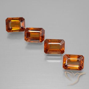 Pedras preciosas de granada hessonita Laranja Profundo natural de 4.79 ct, Corte Octógono / Esmeralda, VS