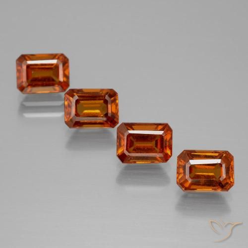 4.86ctw Natural Laranja Médio granada hessonita, Corte Esmeralda, VS