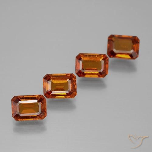 4.35ctw Natural Laranja Médio granada hessonita, Corte Esmeralda, VS