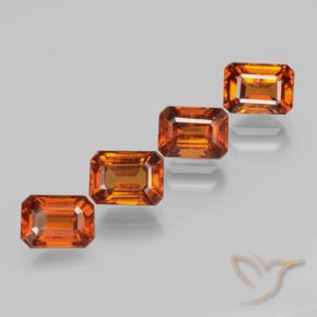 Pedras preciosas de granada hessonita Laranja médio-escuro natural de 5.27 ct, Corte Octógono / Esmeralda, VS-SI