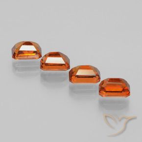 Pedras preciosas de granada hessonita Laranja médio-escuro natural de 5.27 ct, Corte Octógono / Esmeralda, VS-SI