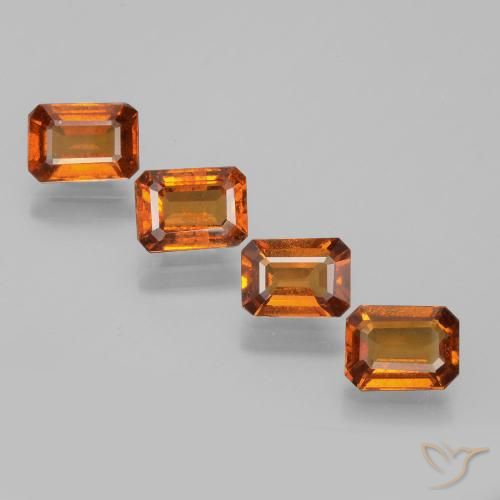 3.70ctw Natural Laranja Profundo granada hessonita, Corte Esmeralda, VS