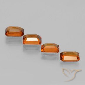 Pedras preciosas de granada hessonita Laranja Profundo natural de 3.70 ct, Corte Octógono / Esmeralda, VS