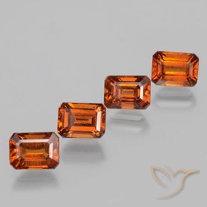 Pedras preciosas de granada hessonita laranja avermelhado natural de 4.89 ct, Corte Octógono / Esmeralda, VS