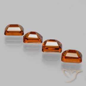 Pedras preciosas de granada hessonita laranja avermelhado natural de 4.89 ct, Corte Octógono / Esmeralda, VS