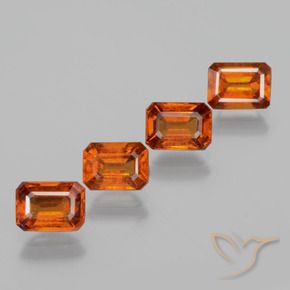 Pedras preciosas de granada hessonita Laranja médio-escuro natural de 4.73 ct, Corte Octógono / Esmeralda, VS
