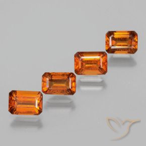 Pedras preciosas de granada hessonita Laranja médio-escuro natural de 4.10 ct, Corte Octógono / Esmeralda, VS