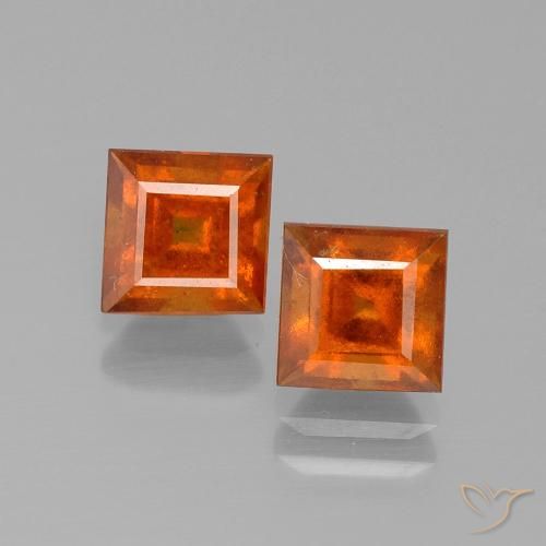 3.05ctw Natural Laranja Médio granada hessonita, Quadrado, VS-SI