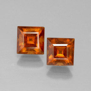 Pedras preciosas de granada hessonita laranja natural de 2,82 ct, quadrado, VS-SI