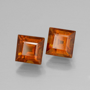 Pedras preciosas de granada hessonita laranja natural de 2,82 ct, quadrado, VS-SI