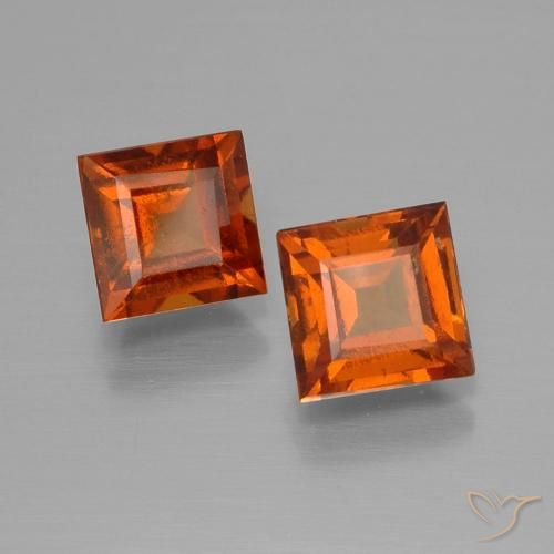 Pedras preciosas de granada hessonita laranja avermelhado natural de 2.64 ct, Quadrado, VS-SI
