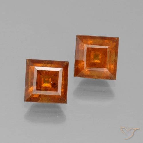 Pedras preciosas de granada hessonita laranja natural de 2,79 ct, quadrado, VS-SI
