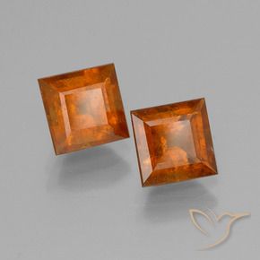 Pedras preciosas de granada hessonita laranja natural de 2,79 ct, quadrado, VS-SI