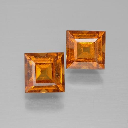 Pedras preciosas de granada hessonita laranja natural de 2,57 ct, quadrado, VS-SI