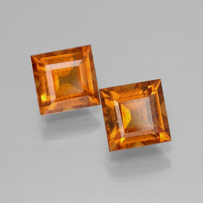 Pedras preciosas de granada hessonita laranja natural de 2,57 ct, quadrado, VS-SI