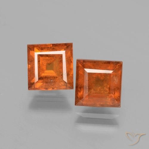 2.91ctw Natural Laranja Médio granada hessonita, Quadrado, VS-SI