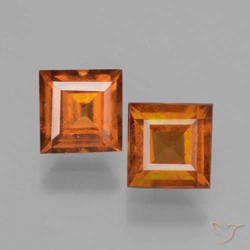 2.57ctw Natural Laranja médio-escuro granada hessonita, Quadrado, VS