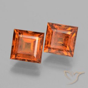 Pedras preciosas de granada hessonita laranja avermelhado natural de 3.85 ct, Quadrado, VS-SI