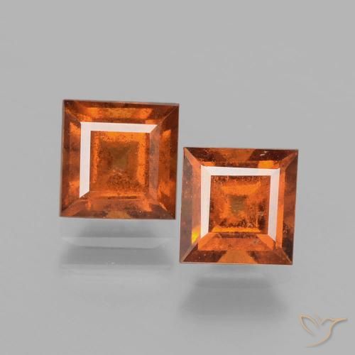 2.52ctw Natural Laranja médio-escuro granada hessonita, Quadrado, VS-SI
