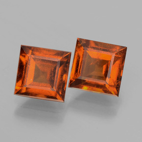 Pedras preciosas de granada hessonita laranja natural de 3,80 ct, quadrado, VS