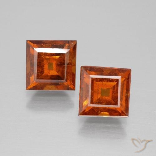 3.65ctw Natural fogo laranja granada hessonita, Quadrado, VS